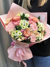 Букет нежные объятья в Кулебаки Букет цветов из: Гвоздики, Розы и Хризантемы в Кулебаки