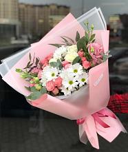 Букет цветов из:  Розы, Лизиантусы и Хризантемы в Кулебаки